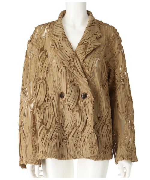 Settimissimo（セッティミッシモ）の「総刺繍 ダブル ジャケット（テーラードジャケット・レディース・ベージュ/ブラック・FREE）」の9枚目の写真