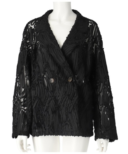 Settimissimo（セッティミッシモ）の「総刺繍 ダブル ジャケット（テーラードジャケット・レディース・ベージュ/ブラック・FREE）」の8枚目の写真