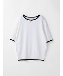 Perfect Suit FActory | 5分袖クル-ホック配色ニット(ニット/セーター)