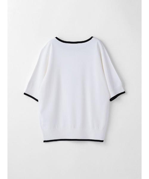 Perfect Suit FActory（パーフェクトスーツファクトリー）の「5分袖クル-ホック配色ニット（ニット/セーター・レディース・ライトグレー/オフホワイト/ネイビー・M/L/S）」の5枚目の写真