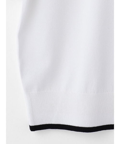 Perfect Suit FActory（パーフェクトスーツファクトリー）の「5分袖クル-ホック配色ニット（ニット/セーター・レディース・ライトグレー/オフホワイト/ネイビー・M/L/S）」の8枚目の写真