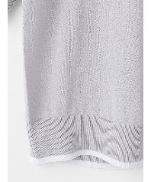 Perfect Suit FActory（パーフェクトスーツファクトリー）の「5分袖クル-ホック配色ニット（ニット/セーター・レディース・ライトグレー/オフホワイト/ネイビー・M/L/S）」の14枚目の写真