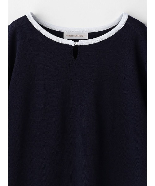 Perfect Suit FActory（パーフェクトスーツファクトリー）の「5分袖クル-ホック配色ニット（ニット/セーター・レディース・ライトグレー/オフホワイト/ネイビー・M/L/S）」の18枚目の写真