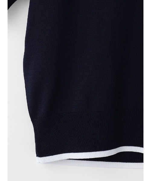 Perfect Suit FActory（パーフェクトスーツファクトリー）の「5分袖クル-ホック配色ニット（ニット/セーター・レディース・ライトグレー/オフホワイト/ネイビー・M/L/S）」の20枚目の写真