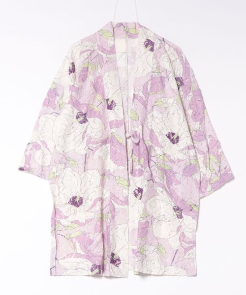 倭物やカヤ(ワモノヤカヤ)の「【倭物やカヤ】透かし花柄羽織(カーディガン/ボレロ・レディース・ネイビー/ライトブルー/スミクロ/パープル/ライトパープル・FREE)」の5枚目の写真