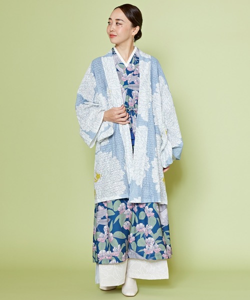 倭物やカヤ(ワモノヤカヤ)の「【倭物やカヤ】透かし花柄羽織(カーディガン/ボレロ・レディース・ネイビー/ライトブルー/スミクロ/パープル/ライトパープル・FREE)」の6枚目の写真
