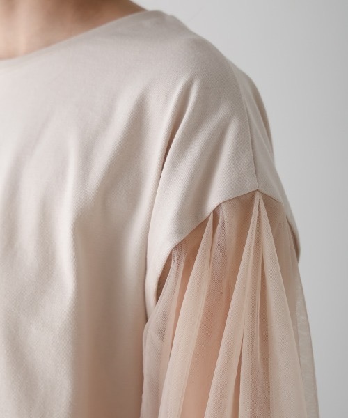 Bab(バブ)の「シアーボリュームスリーブトップス(Tシャツ/カットソー・レディース・ベージュ/ホワイト系その他/チャコールグレー/杢グレー・FREE)」の12枚目の写真
