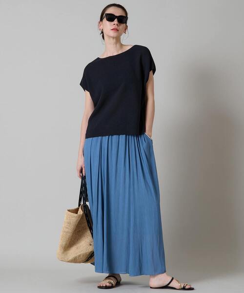 Liesse(リエス)の「パネルフレアスカート(スカート・レディース・ベージュ/ブルー/スミクロ・FREE)」の8枚目の写真