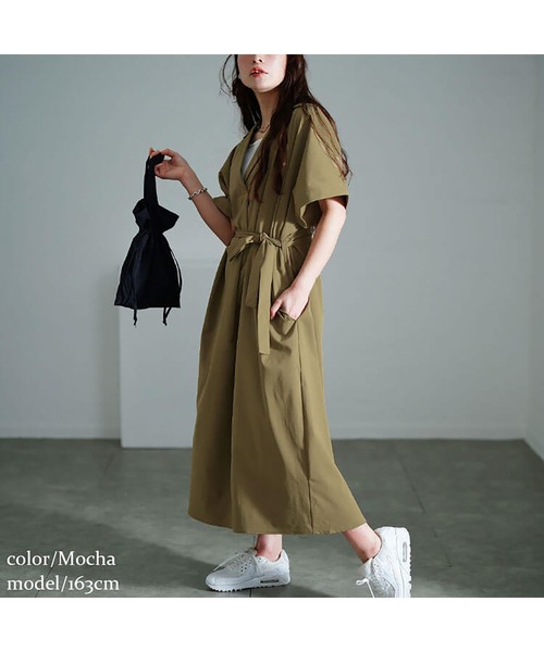 GOLDJAPAN（ゴールドジャパン）の「スキッパーシャツワンピース【大きいサイズ対応】（シャツワンピース・レディース・ブラック/モカ/チャコール・LL～3L/4L～5L）」の15枚目の写真