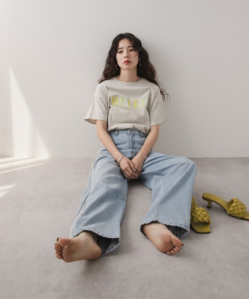 rectangle(レクタングル)の「箔プリント×刺繍ロゴTシャツ(Tシャツ/カットソー・レディース・ブラック/ホワイト/オートミール・FREE)」の8枚目の写真