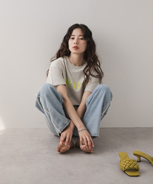 rectangle(レクタングル)の「箔プリント×刺繍ロゴTシャツ(Tシャツ/カットソー・レディース・ブラック/ホワイト/オートミール・FREE)」の9枚目の写真