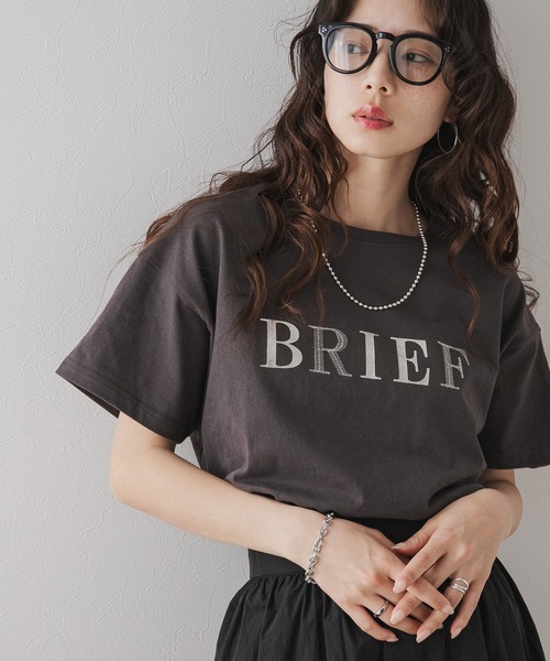 rectangle(レクタングル)の「箔プリント×刺繍ロゴTシャツ(Tシャツ/カットソー・レディース・ブラック/ホワイト/オートミール・FREE)」の10枚目の写真