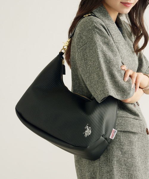 U.S. POLO ASSN.（ユーエスポロアッスン）の「【U.S. POLO ASSN.】プリーツビッグショルダーバッグ USPA2683（ショルダーバッグ・レディース・ベージュ/ホワイト/ブラック・FREE）」の10枚目の写真