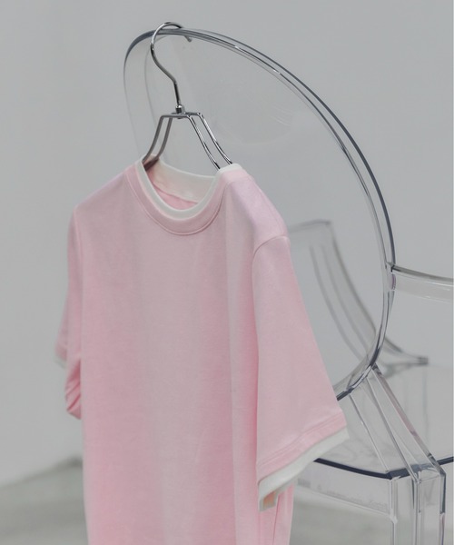 feepur(フェピュール)の「ダブルレイヤードフライスTee(Tシャツ/カットソー・レディース・オフホワイト/ピンク/オートミール/ネイビー・MEDIUM)」の1枚目の写真