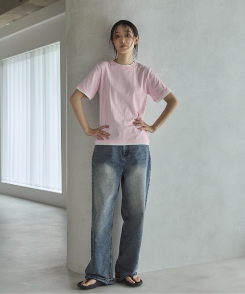 feepur(フェピュール)の「ダブルレイヤードフライスTee(Tシャツ/カットソー・レディース・オフホワイト/ピンク/オートミール/ネイビー・MEDIUM)」の21枚目の写真