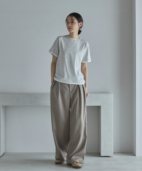 feepur(フェピュール)の「ダブルレイヤードフライスTee(Tシャツ/カットソー・レディース・オフホワイト/ピンク/オートミール/ネイビー・MEDIUM)」の6枚目の写真