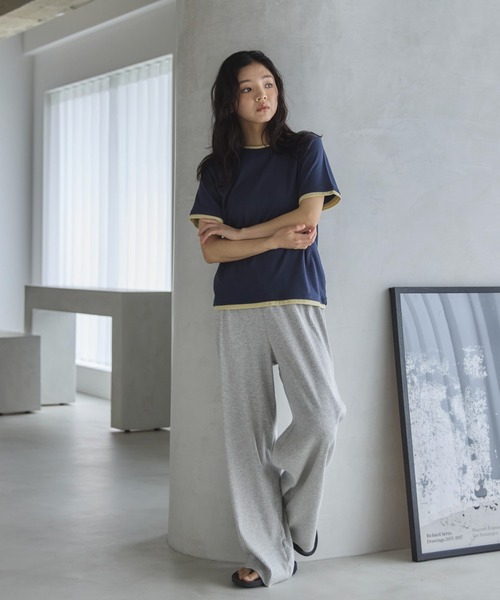 feepur(フェピュール)の「ダブルレイヤードフライスTee(Tシャツ/カットソー・レディース・オフホワイト/ピンク/オートミール/ネイビー・MEDIUM)」の10枚目の写真