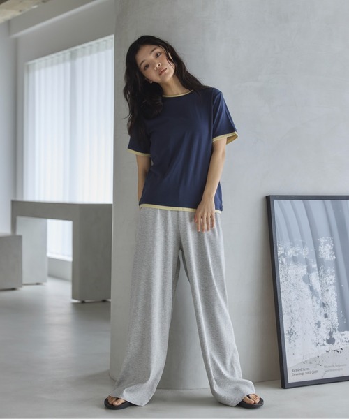 feepur(フェピュール)の「ダブルレイヤードフライスTee(Tシャツ/カットソー・レディース・オフホワイト/ピンク/オートミール/ネイビー・MEDIUM)」の12枚目の写真