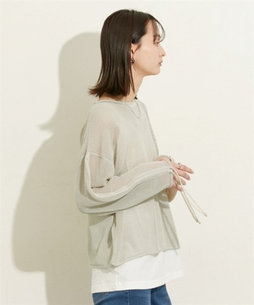 nissen（ニッセン）の「２点セット（袖レースアップトップス＋キャミ）（ニット/セーター・レディース・グレー/アイボリー/ブラック・M/L/LL）」の16枚目の写真