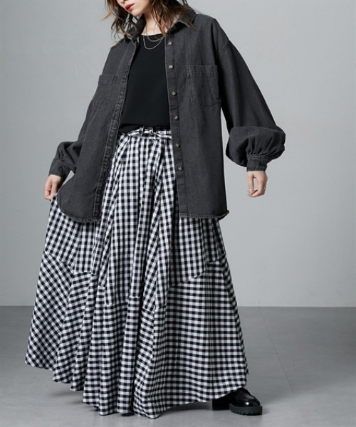 Soiunique（スワユニーク）の「胸ポケット付きオーバーサイズデニムシャツ　［Soiunique］（シャツ/ブラウス・レディース・ブラック/ブルー・M）」の6枚目の写真