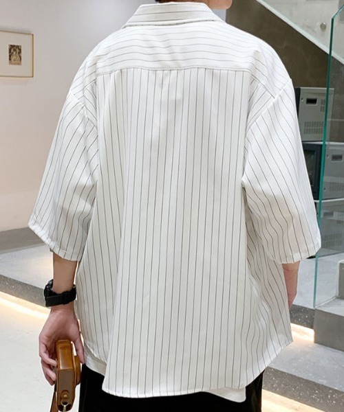 link lot(リンクロット)の「ストライプ オーバーサイズ レギュラーカラーシャツ(シャツ/ブラウス・メンズ・ホワイト/ブラック・M/L)」の10枚目の写真
