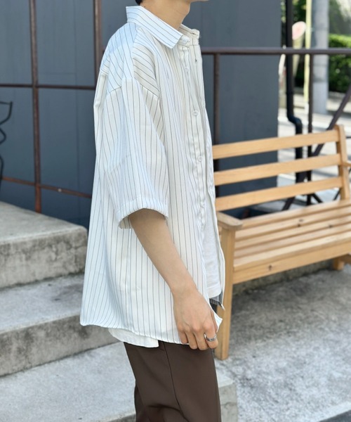 link lot(リンクロット)の「ストライプ オーバーサイズ レギュラーカラーシャツ(シャツ/ブラウス・メンズ・ホワイト/ブラック・M/L)」の14枚目の写真