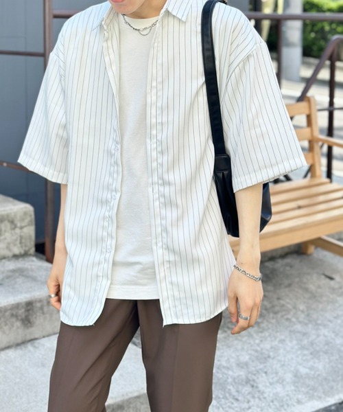 link lot(リンクロット)の「ストライプ オーバーサイズ レギュラーカラーシャツ(シャツ/ブラウス・メンズ・ホワイト/ブラック・M/L)」の20枚目の写真