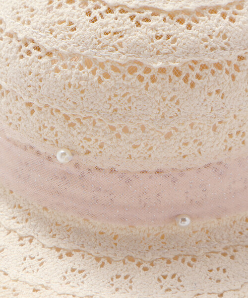 SLAP SLIP（スラップスリップ）の「パール付きキラキラチュールリボンハット(48~54cm)（ハット・キッズ・ベージュ/オフホワイト・52cm/50cm/54cm/48cm）」の9枚目の写真