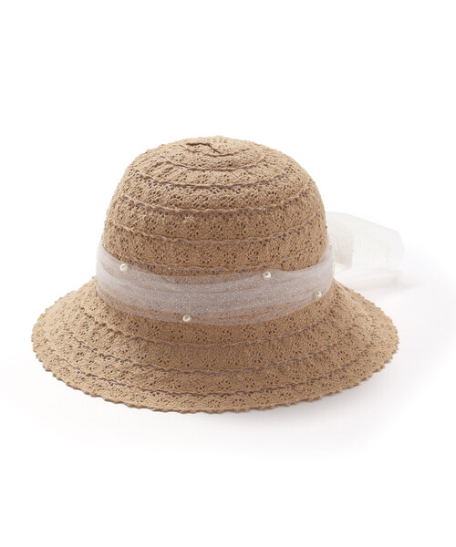SLAP SLIP（スラップスリップ）の「パール付きキラキラチュールリボンハット(48~54cm)（ハット・キッズ・ベージュ/オフホワイト・52cm/50cm/54cm/48cm）」の11枚目の写真