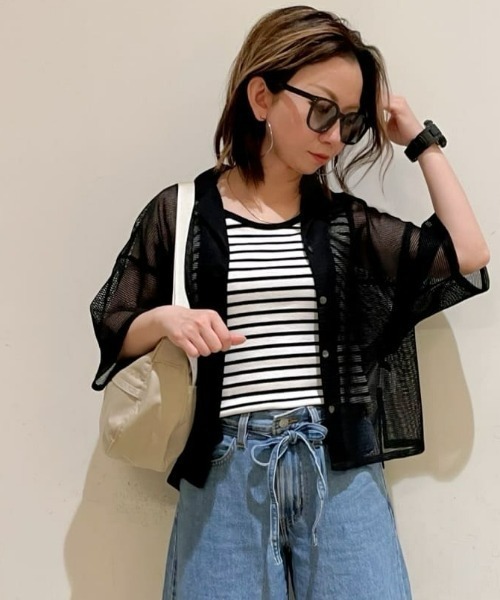 Right-on(ライトオン)の「【HONEYSUCKLE ROSE】リブタンクトップ(タンクトップ・レディース・ブラック/ブラック×ホワイト/オフホワイト・L/M)」の1枚目の写真