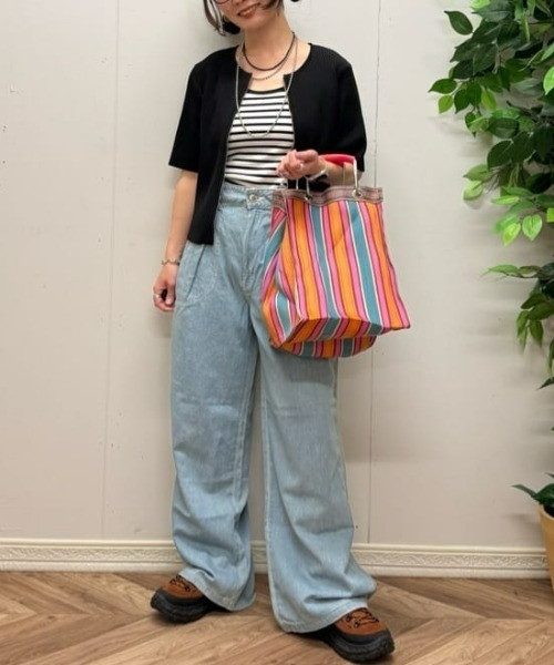 Right-on(ライトオン)の「【HONEYSUCKLE ROSE】リブタンクトップ(タンクトップ・レディース・ブラック/ブラック×ホワイト/オフホワイト・L/M)」の10枚目の写真