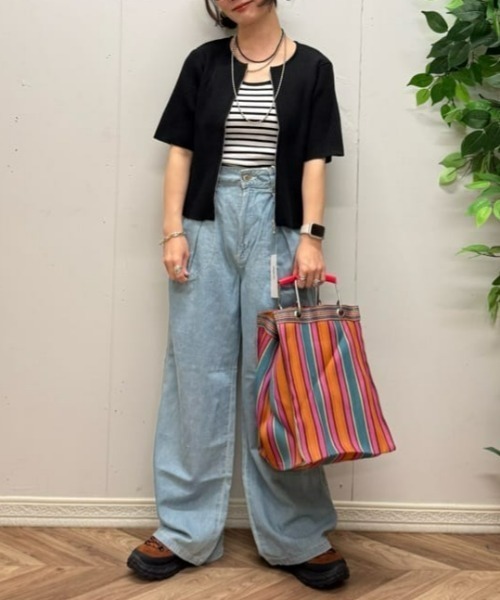 Right-on(ライトオン)の「【HONEYSUCKLE ROSE】リブタンクトップ(タンクトップ・レディース・ブラック/ブラック×ホワイト/オフホワイト・L/M)」の9枚目の写真