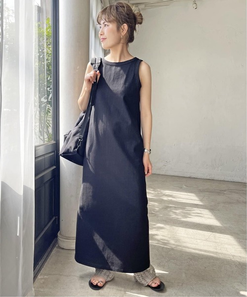タグ付き新品❤️スピックアンドスパン　洗えるリネン混ロングワンピース　黒 タグ付き新品❤️スピックアンドスパン 洗えるリネン混ロング