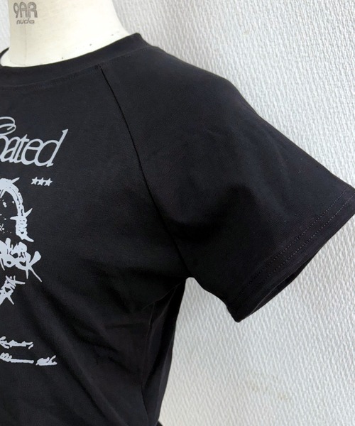 SHEENA(シーナ)の「レースフリルイレヘムプリントTシャツ(Tシャツ/カットソー・レディース・ブラック/ホワイト・M)」の5枚目の写真
