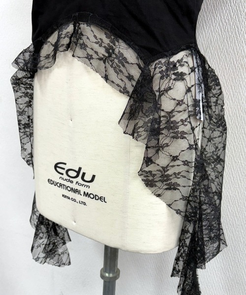 セール】レースフリルイレヘムプリントTシャツ（Tシャツ/カットソー