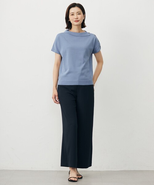 J.PRESS(ジェイプレス)の「【洗える・抗菌防臭】COTTON POLYESTER 襟付き ニット(ニット/セーター・レディース・ライトグレー系/スカイブルー系/ピンク系/ネイビー系・T13/T15)」の7枚目の写真
