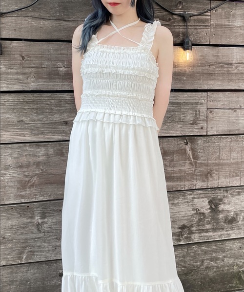 abc une face（アーベーセーアンフェイス）の「フリルキャミワンピース（ワンピース・レディース・ブラック/イエロー系その他/ホワイト系その他/ホワイト・FREE）」の17枚目の写真