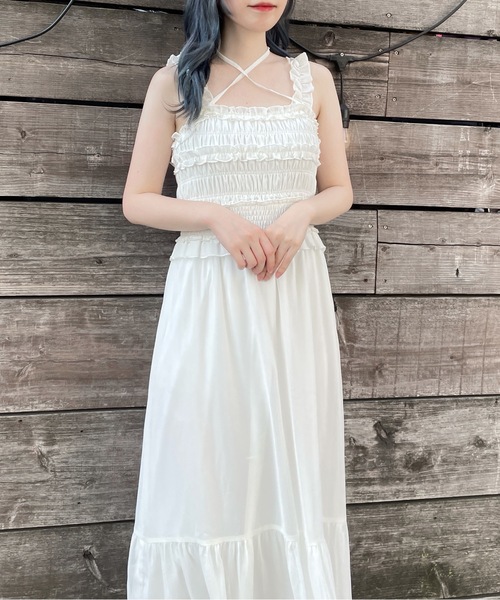 abc une face（アーベーセーアンフェイス）の「フリルキャミワンピース（ワンピース・レディース・ブラック/イエロー系その他/ホワイト系その他/ホワイト・FREE）」の18枚目の写真