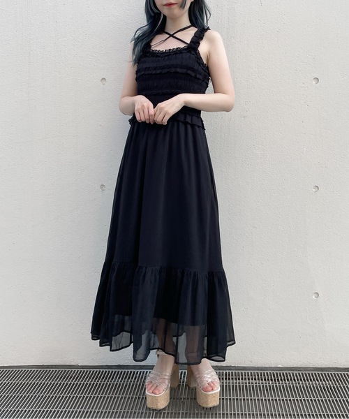 abc une face（アーベーセーアンフェイス）の「フリルキャミワンピース（ワンピース・レディース・ブラック/イエロー系その他/ホワイト系その他/ホワイト・FREE）」の8枚目の写真