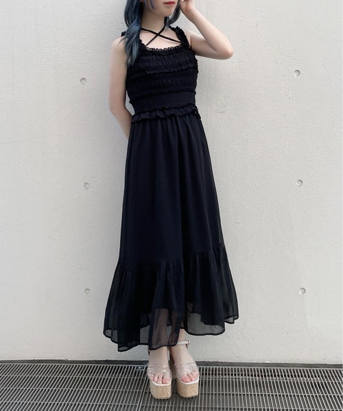 abc une face（アーベーセーアンフェイス）の「フリルキャミワンピース（ワンピース・レディース・ブラック/イエロー系その他/ホワイト系その他/ホワイト・FREE）」の10枚目の写真