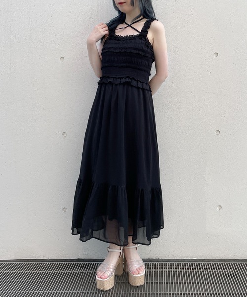 abc une face（アーベーセーアンフェイス）の「フリルキャミワンピース（ワンピース・レディース・ブラック/イエロー系その他/ホワイト系その他/ホワイト・FREE）」の9枚目の写真