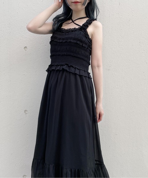 abc une face（アーベーセーアンフェイス）の「フリルキャミワンピース（ワンピース・レディース・ブラック/イエロー系その他/ホワイト系その他/ホワイト・FREE）」の5枚目の写真