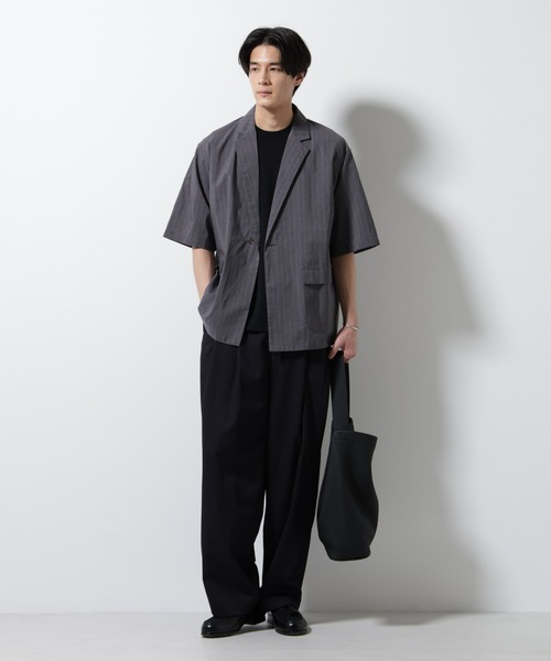 nano・universe【新品未使用】半袖テーラードジャケットとワイドパンツ セール】TEXBRID(R)シャツジャケット 半袖（テーラード