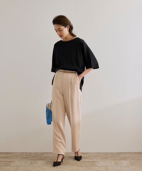 ROPE'（ロペ）の「【洗える・ナノシア加工】スムース半袖 Aラインカットソー（Tシャツ/カットソー・レディース・グレー/オフホワイト/ブラック・FREE）」の6枚目の写真