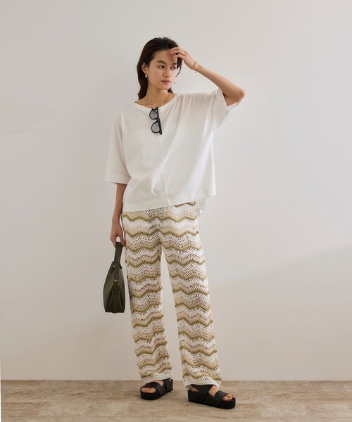 ROPE'（ロペ）の「【洗える・ナノシア加工】スムース半袖 Aラインカットソー（Tシャツ/カットソー・レディース・グレー/オフホワイト/ブラック・FREE）」の8枚目の写真