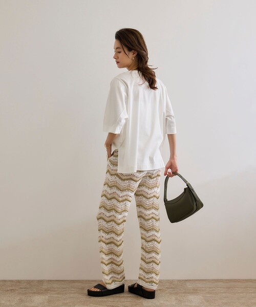 ROPE'（ロペ）の「【洗える・ナノシア加工】スムース半袖 Aラインカットソー（Tシャツ/カットソー・レディース・グレー/オフホワイト/ブラック・FREE）」の9枚目の写真