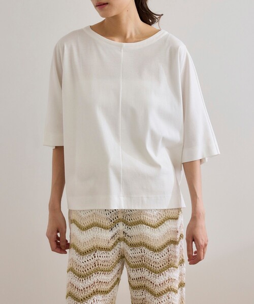 ROPE'（ロペ）の「【洗える・ナノシア加工】スムース半袖 Aラインカットソー（Tシャツ/カットソー・レディース・グレー/オフホワイト/ブラック・FREE）」の10枚目の写真