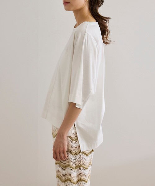 ROPE'（ロペ）の「【洗える・ナノシア加工】スムース半袖 Aラインカットソー（Tシャツ/カットソー・レディース・グレー/オフホワイト/ブラック・FREE）」の11枚目の写真