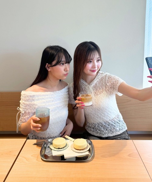 3.3 Field Trip (3.3フィールドトリップ)の「3.3 Field Trip/レースオフショルT(Tシャツ/カットソー・レディース・ブラック/ホワイト・FREE)」の13枚目の写真