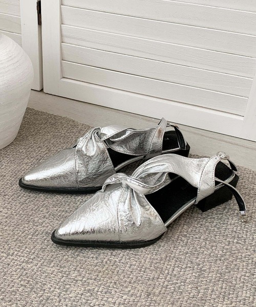 shoes365(シューズスリーシックスファイヴ)の「メタリッククロスリボンサンダル (SS)(サンダル・レディース・シルバー/ブラック・24.5cm/23.0cm/24.0cm/22.5cm/23.5cm)」の12枚目の写真